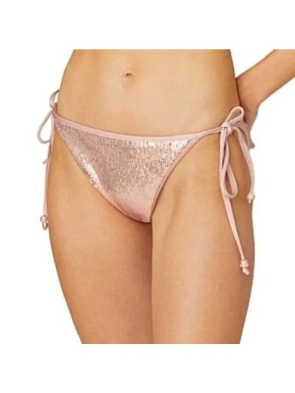 NWT Shoshanna Sequin Side Tie Bikini Bottom Rose Gold Size Medium 3pcs Available